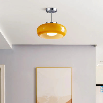 Retro Ceiling Light Bedroom Dining Room Antique Orange Glass Light France Style Medieval Dining Room Bauhaus Yellow Chandelier