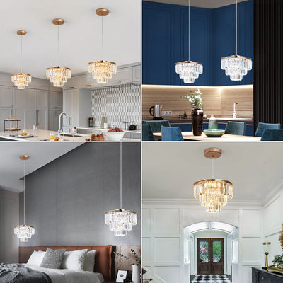 Modern Crystal LED Pendant Lamp - Luxury Ceiling Fixture for Living and Dining Spaces