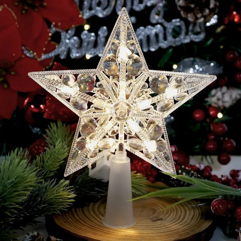 15cm LED Christmas Tree Star Topper Warm White Light Decoration for Home and Holiday 2025 Xmas Tree Décor