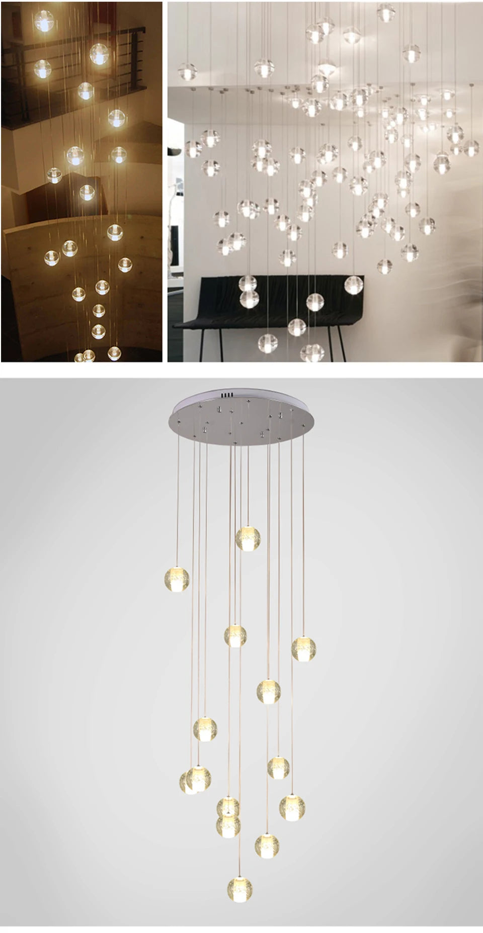 Modern Spiral Staircase Crystal Chandelier - LED Ceiling Light