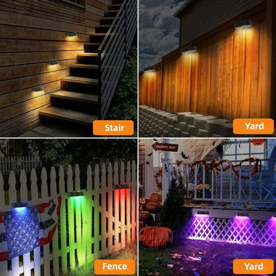 LED Solar Lights Outdoor - Warm White RGB Garden Decoration Lamp for Fence, Stairs, and Outdoor Lighting