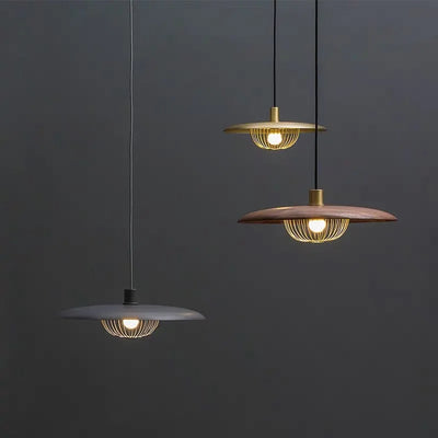 Contemporary Walnut Metal Iron Flying Saucer Pendant Light for Home decor