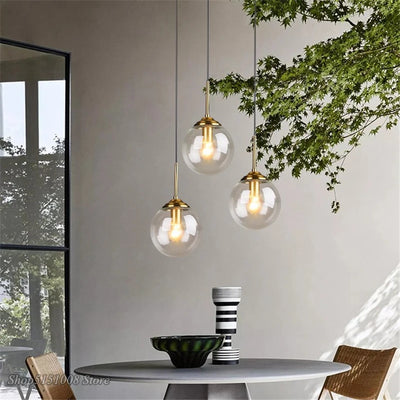 Nordic Modern Glass Pendant Lights: LED Hanging Lamps for Kitchen, Dining Room, Bedroom - Stylish Home Lighting Fixtures