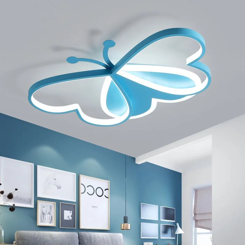 Dimmable Butterfly LED Ceiling Light Chandelier for Nordic Style Children's Room Home Décor Girls Room Lighting Fixtures Lustres