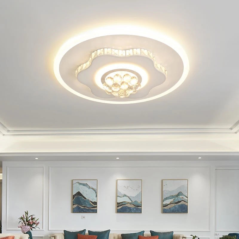 Modern Round LED Crystal Pendant Ceiling Lamp - Ideal for Bedroom, Living Room, Kitchen, and More