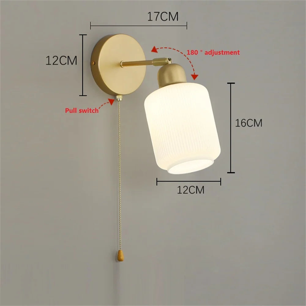 Nordic With Switch Wall Light LED Loft Sconce - Modern Metal and Glass Adjustable Lamp for Home Decor