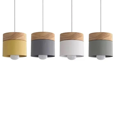 Nordic Minimalist Wooden and Iron Pendant Light with LED Bulb Compatibility