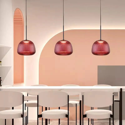 Colorful Glass Pendant Lights Retro Medieval Decorative LED Chandelier for Restaurant and Living Room