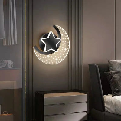 Cartoon Moon Star Wall Lamp for Children’s Room - LED Acrylic Wall Light