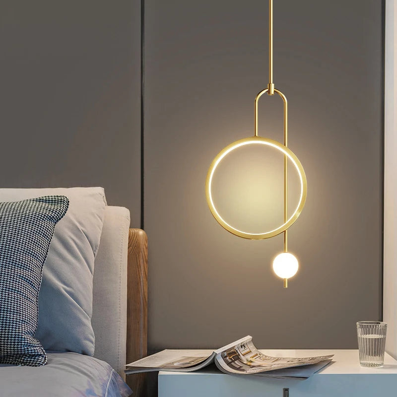 SANDYHA Modern Round Ring LED Pendant Lights for Bedroom, other bedrooms, Hotel Hall, Hotel Room