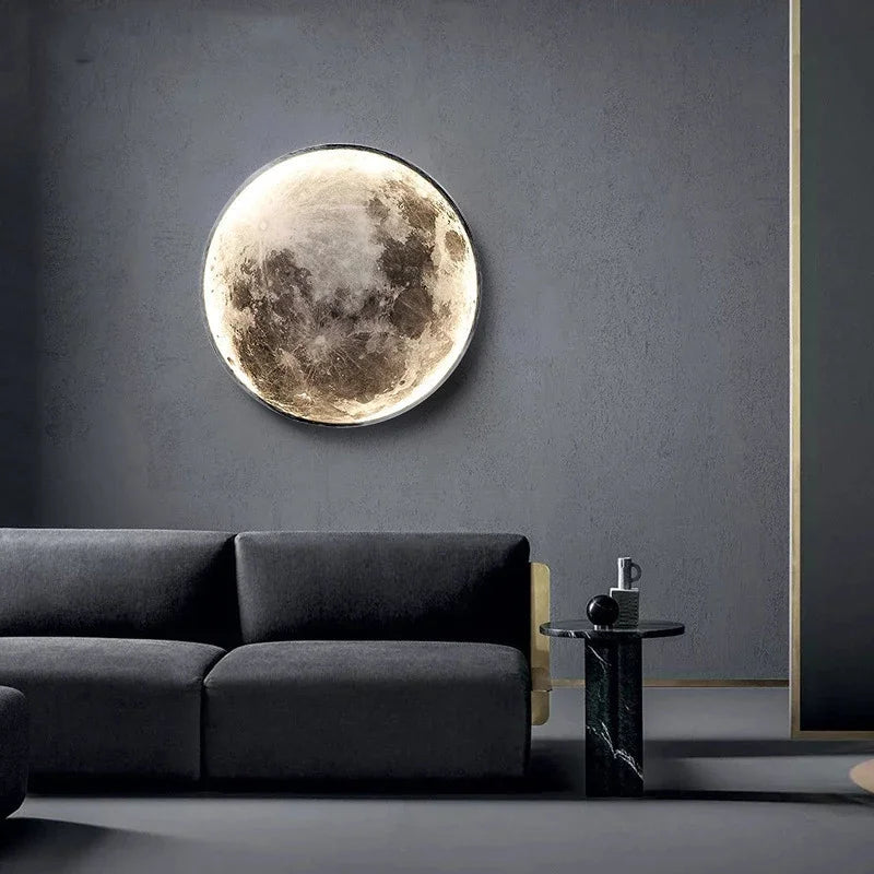 Modern 3D Moon LED Wall Lamp - Enchanting Home Decor Lighting for Living Room and Bedroom