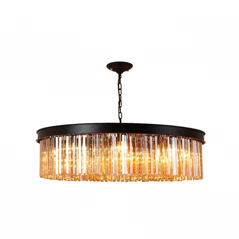 Modern Luxury LED Ceiling Pendant Lamp - Black Gold Large Crystal Chandelier Lighting for Hotel, Living Room, Restaurant