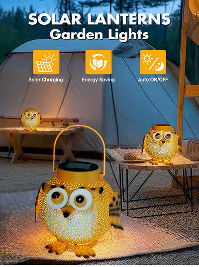 Waterproof  Outdoor Solar Owl LED Pendant Lights for Garden, Patio, Deck, and Backyard