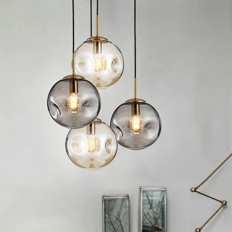 Bubble Glass Ball LED Ceiling Chandelier - Modern Lighting Fixture for Living, Dining, and Bedroom Spaces