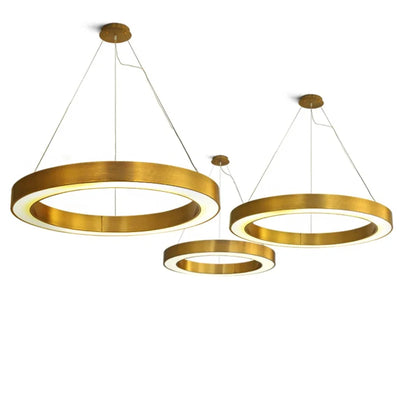 Industrial LED Ring Pendant Lamp for Office, Bar, Restaurant, Hotel Chandelier Lighting Fixtures in Rose Gold Finish