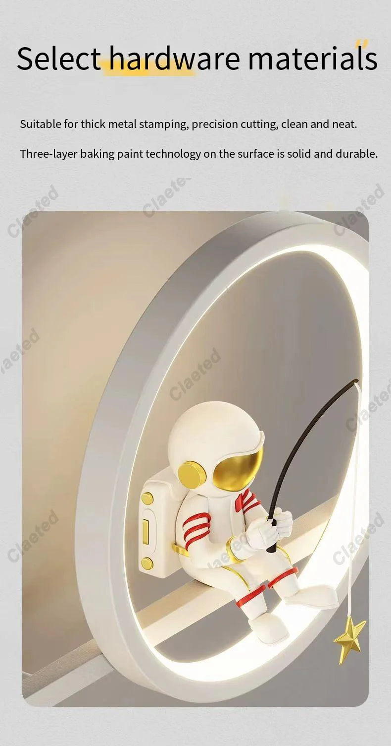 LED Star Astronaut Projection Wall Lamp Creative Lighting Fixture for Children's Rooms