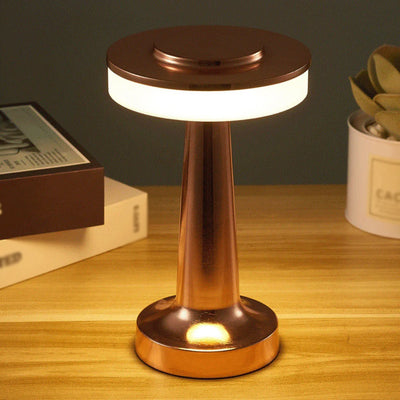Retro LED Table Lamp - USB Rechargeable, Infinitely Dimmable Night Light for Bar, Bedroom, Camping