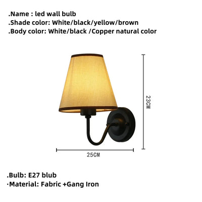 Modern LED Wall Lamp – Retro E27 Creative Fabric Wall Lamp