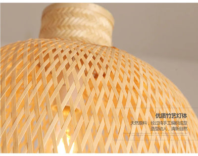 Nordic Rattan Pendant Light – Bamboo Hanging Lamp for Kitchen and Dining Room