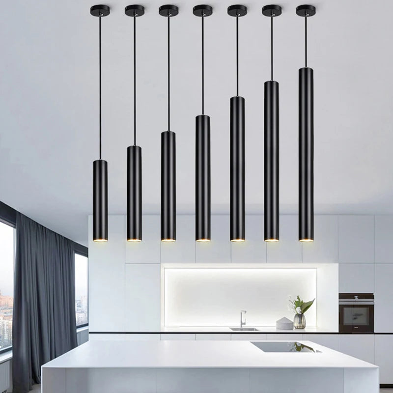 LED Dimmable Pendant Lights: Long Tube Hanging Lamp, Ideal for Kitchen Island, Dining Room, Shop, Bar Counter