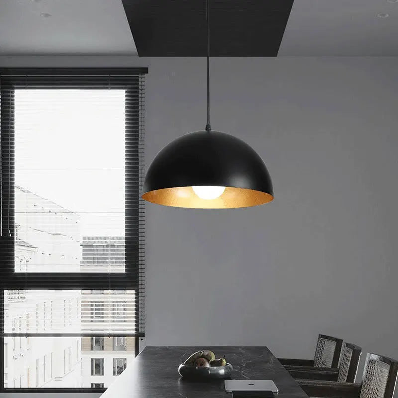 Loft Retro Restaurant Pendant Lights: Semicircle Aluminum Lampshade Ideal for Kitchen, Bar Decor - Hanging Lamp Fixtures