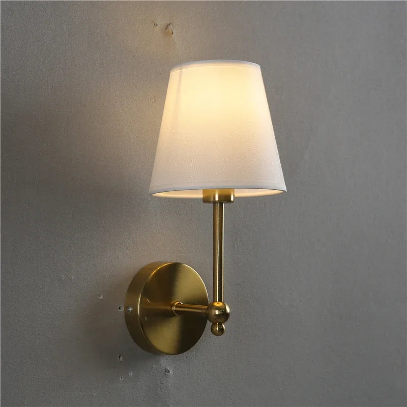 American Retro Wall Lamps – Black and Gold Linen Covered Wall Sconce