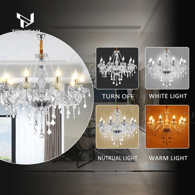 TRY-YEAN Transparent Crystal Chandelier - Classic Elegance for Modern Spaces