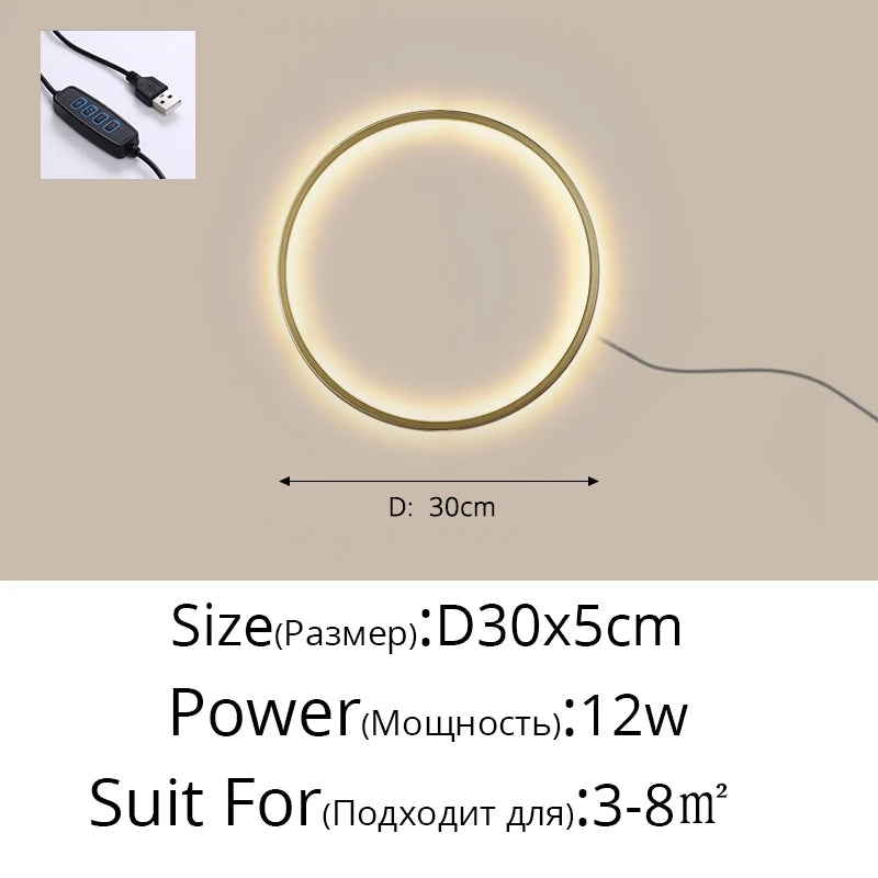 Simple Ring LED Wall Lamp – Modern Circle Lighting Fixture Stylish Decor for Living Room, Bedroom