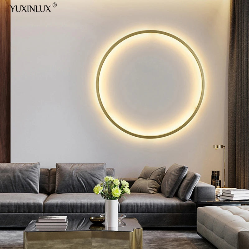 Simple Ring LED Wall Lamp – Modern Circle Lighting Fixture Stylish Decor for Living Room, Bedroom