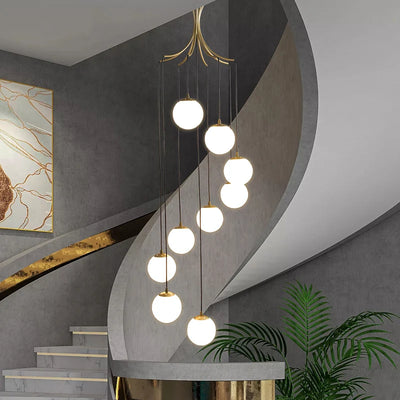 Modern Glass Ball Chandelier - Ceiling Pendant Lamp for Stair Foyer, Living Room, Dining Loft