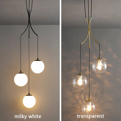 Modern Glass Ball Chandelier - Ceiling Pendant Lamp for Stair Foyer, Living Room, Dining Loft