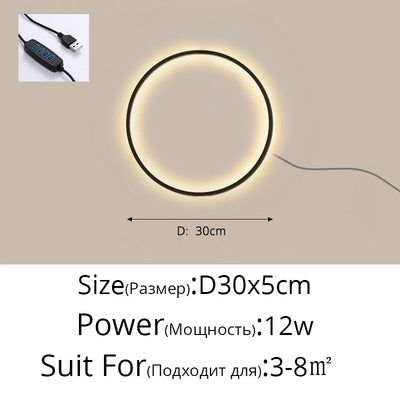 Simple Ring LED Wall Lamp – Modern Circle Lighting Fixture Stylish Decor for Living Room, Bedroom