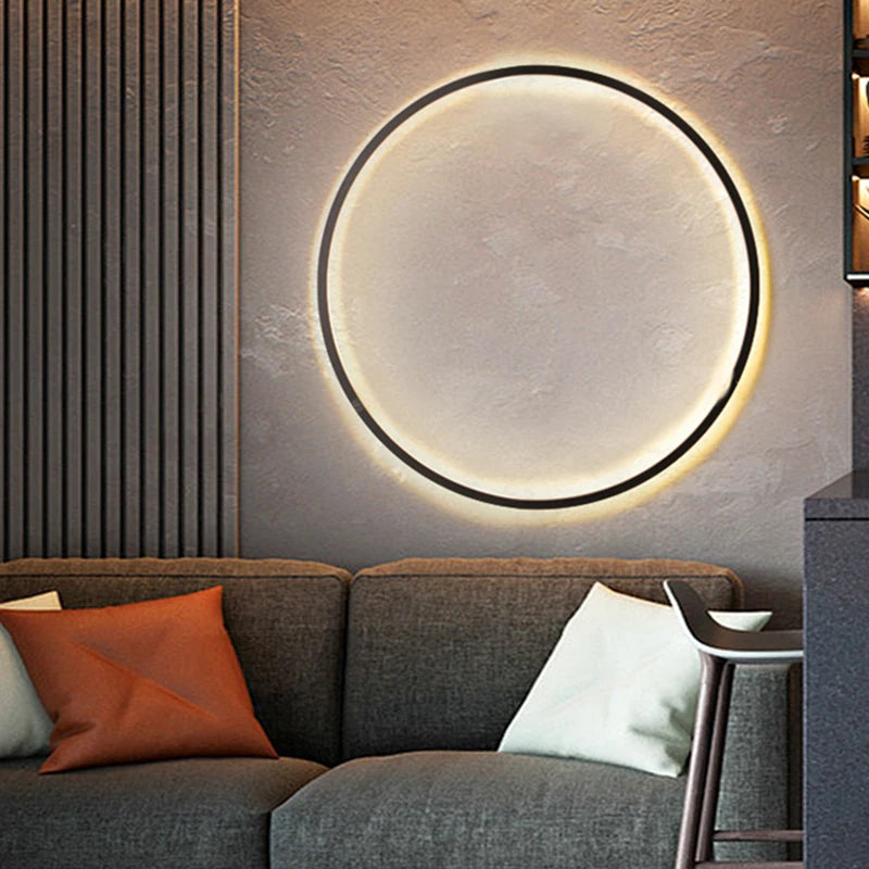 Simple Ring LED Wall Lamp – Modern Circle Lighting Fixture Stylish Decor for Living Room, Bedroom